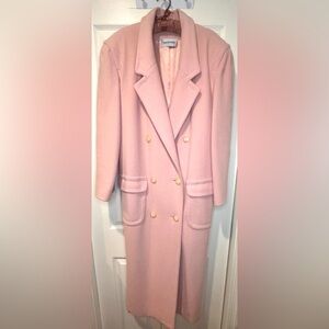 Breckenridge 100% Vintage Wool Coat Union Made Blush Pink Long Overcoat Size 12